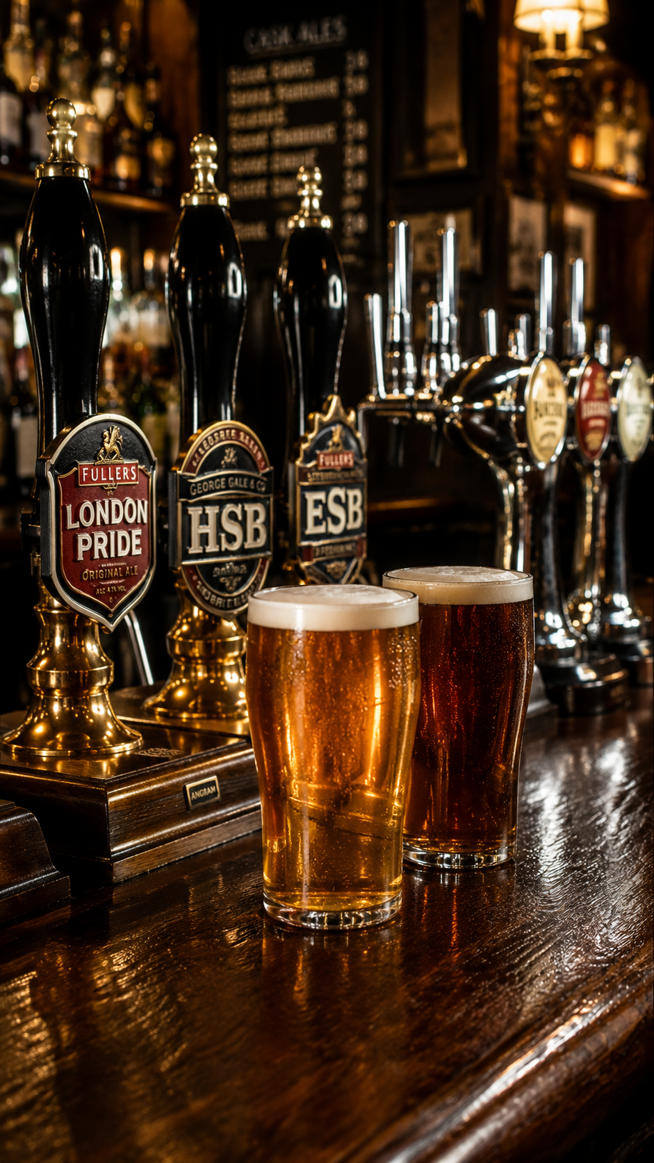 Real ales on tap